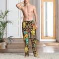 thumbnail image 5 of Uemuo Robot and Monsters Pattern Men's Wide Leg Palazzo Lounge Pants with Pockets Light Weight Loose Comfy Casual Pajama Pants-Small, 5 of 9