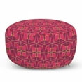 thumbnail image 1 of Geometric Pouf Cover with Zipper, Patchwork Style Floral Elements Geometric Squares with Pattern Magenta Tones, Soft Decorative Fabric Unstuffed Case, 30" W X 17.3" L, Multicolor, by Ambesonne, 1 of 5