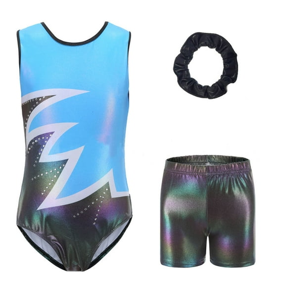 Tuosodrolic Girls Gymnastics Leotards Figure Ice Skating Dress Shiny Rhinestones Roller Skating Dance Costume Biketards Athletic Bodysuit