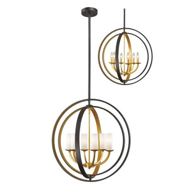 Ashling 6 Light Pendant in Bronze Gold with Matte Opal Shade