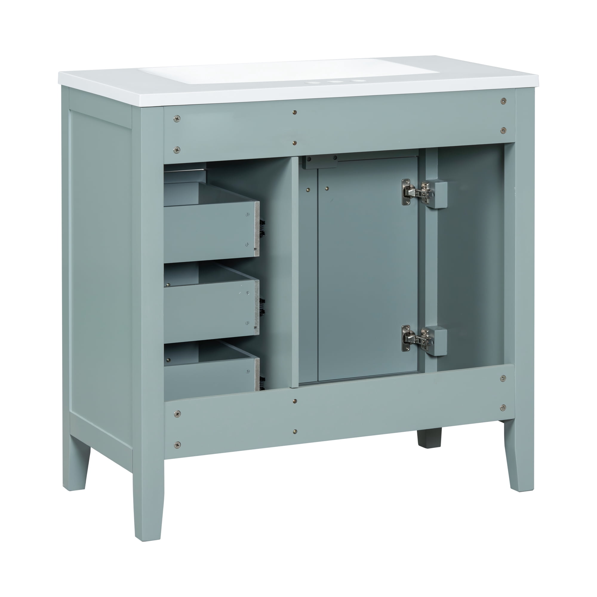 Aukfa 36" Modern Bathroom Vanity with Sink – Single Basin Wood Vanity Set with 2 Doors Cabinet,Green