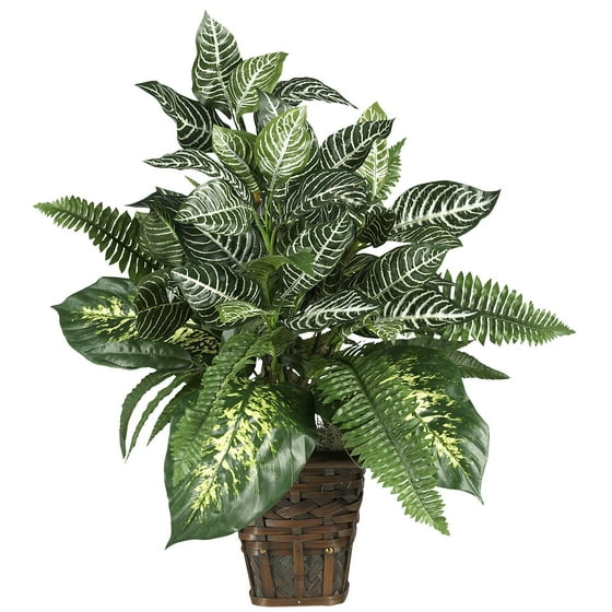 home decorative mixed greens zebra w wicker silk plant home decorative mixed greens zebra w wicker silk plant