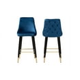 thumbnail image 3 of Baxton Studio Giada Contemporary Glam and Luxe Navy Blue Velvet Fabric and Dark Brown Finished Wood 2-Piece Bar Stool Set, 3 of 7