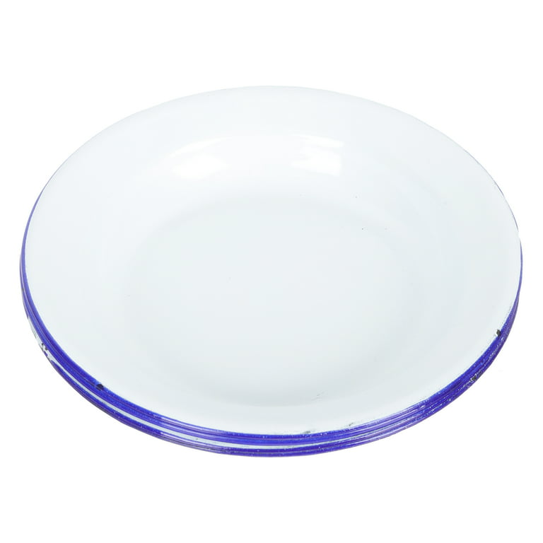 4Pcs Enamel Plates Decorative Enamel Food Dishes Retro Style