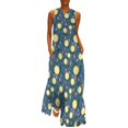 thumbnail image 1 of Robe Citron Aquarelle Été Rayures Bleues et Blanches Mode Coréenne Bohemia Longues Robes Design Moderne Maxi Grande Taille, 1 of 5