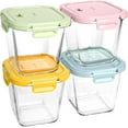 thumbnail image 1 of Glass Soup Containers Lids 4 Cup 32 oz Tall Borosilicate Storage Lunch Meal Prep, 1 of 8