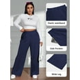 thumbnail image 3 of SWQZVT Plus Size Pants for Women Comfort Elastic Waisted Wide Leg Pants with Pockets Womens Casual Pants Loose Slacks XL, 3 of 8