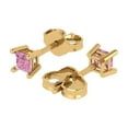 thumbnail image 2 of Clara Pucci 0.5Ct Pink Princess Cut VVS1 Push Back Stud 14k Solid hypoallergenic Gold Designer Earrings For April, 2 of 7