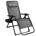 thumbnail image 2 of Gymax Folding Zero Gravity Lounge Chair Recliner w/ Cup Holder Tray Pillow Gray, 2 of 10