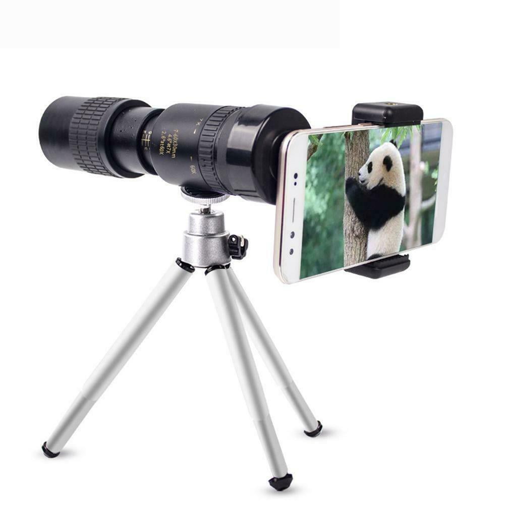 N\C Metal Monocular Telescope 4K 10-300X40mm Super Telephoto Zoom Monocular Telescope Supports Smartphone Night Vision 