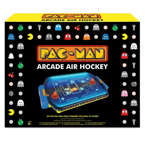 Pac-Man: Arcade Air Hockey - Premium Series, Glow-In-The-Dark Tabletop Game, Motorized Air Cushion, Neon Colors, Licensed, Adults & Kids 6 , 2 Players
