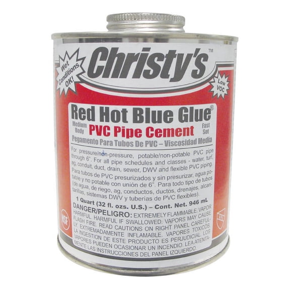 Christy's T Christy Enterprises 4038840 32 oz Red Hot Blue Glue PVC Cement — Residential Use, Standard Application