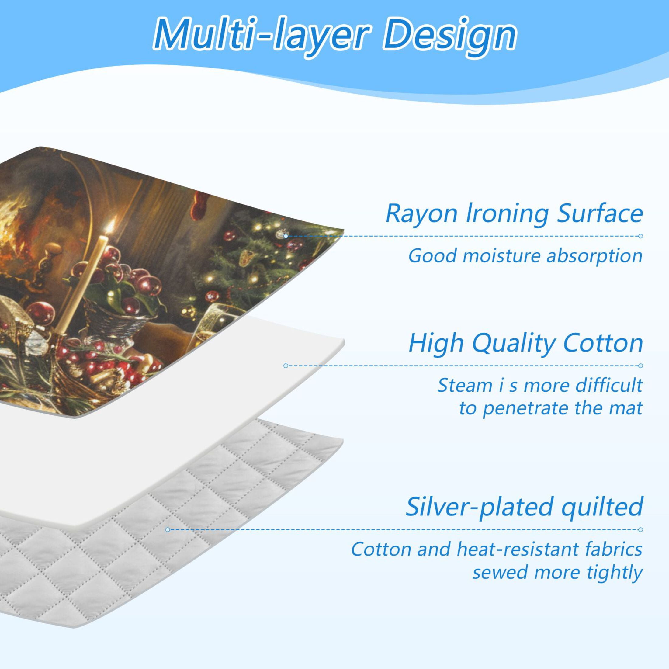 Christmas Dinner Ironing Board Covers Heat Resistant Ironing Pad Mat Portable for Travel Washer Dryer Table