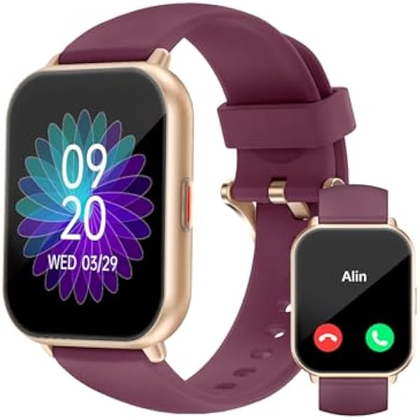 wonima44 RUIMEN Smart Watches for Men Women (Answer/Make Calls, 2 Bands Included), 1.8" Smartwatch for iOS/Android Phones, Fitness Tracker Heart Rate/Sleep Monitor Digital Watch Waterproof Purple