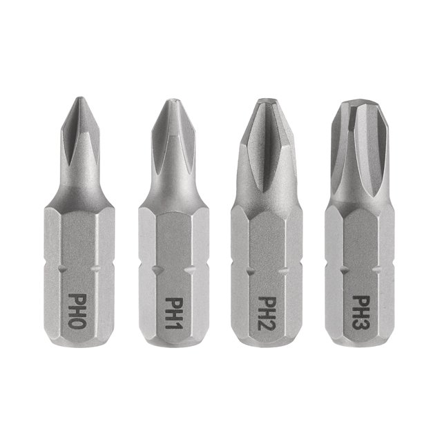 Uxcell 4pcs PH0/PH1/PH2/PH3 Punta de destornillador Phillips 1/4" Hex Shank 25mm/1" Longitud Magnética Bits de Cabeza Cruzada Hex S2 Acero Punta de destornillador