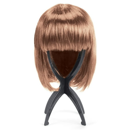 - Sturdy Portable Hair Wig Stand - Lightweight and Folds Flat for Easy Storage, Black
