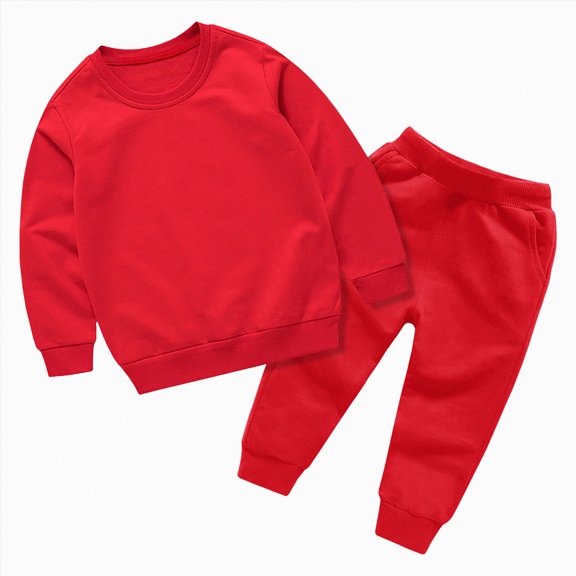 CAUYDY Baby Fall Winter Autumn Outfits Set Newborn Long Sleeved Shirt Elastic Waist Sweatpants 2Pcs Infant Cute Clothes 3 6 9 12 18 24 Months 3T 4T 5T Red for Sizes 18-24 Months