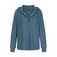 thumbnail image 2 of Timegard Hoodies for Women Button Sweatshirts Long Sleeve Pullover Fall Winter Loose Tops Solid Color, 2 of 4