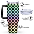 thumbnail image 3 of Rainbow Checkerboard 40oz Stainless Steel Vacuum Insulated Tumbler with Lid and Straw for Water Iced Tea Coffee Smoothie and More, 3 of 7