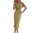 thumbnail image 2 of Robe d'Été pour Femmes 2024 Mode Grande Taille Décontractée Printemps/col en V Manches Courtes Robe 50 % de Réduction!, 2 of 6