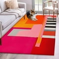 thumbnail image 2 of Pink Orange 3'x5' Washable Rug, Geometric Modern Abstract Oil Painting Non-Slip Area Rugs for Entryway Kitchen Classroom, Dorm Throw Carpet, Low Pile Soft Indoor Floor Mat, 2 of 9
