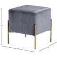 thumbnail image 3 of Meridian Furniture Isla Contemporary Velvet Ottoman/Stool in Gray, 3 of 4