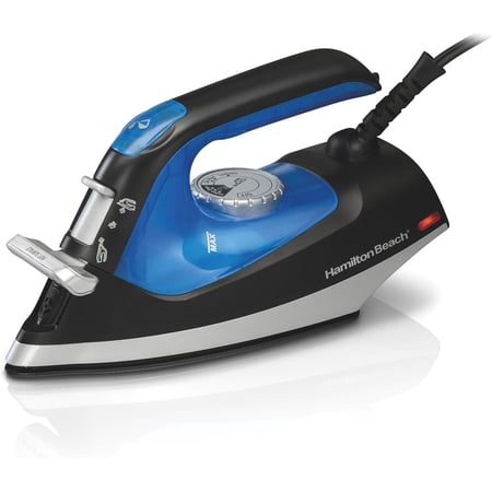 2-in-1 Steam Iron for Clothes and Garment Steamer with 5 Temperature Settings, Nonstick Soleplate, 1200 Watts, 8’ Cord, Black & Blue (14525F)