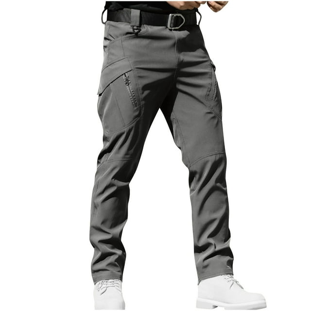 Pantalon de Jogging Blanc pour Hommes Grande Taille Pantalon Cargo Tactique pour Hommes Résistant à l'Eau Léger Pantalon de Randonnée Pantalon de Travail Extérieur avec Multiples Poches (Sans Ceinture)