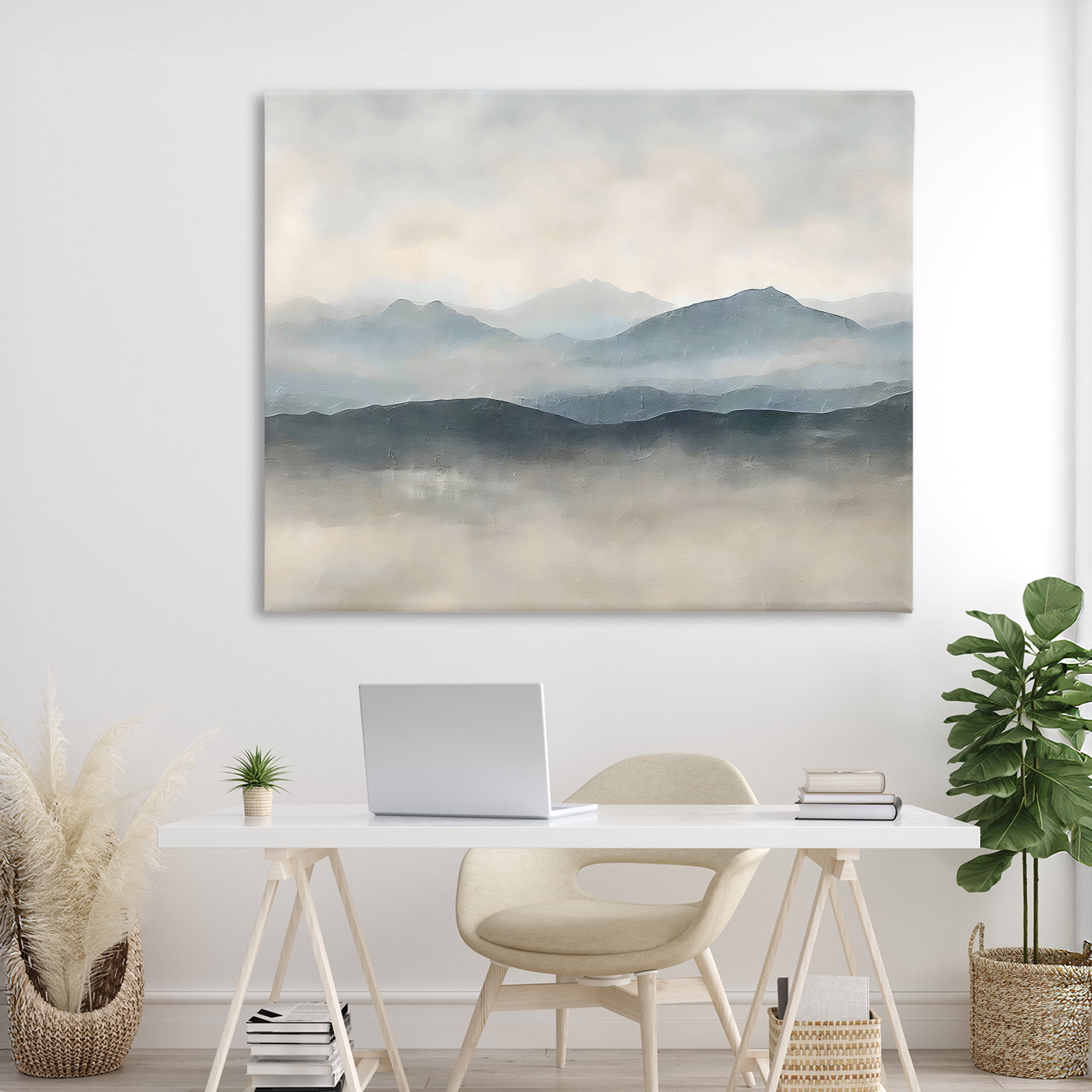 Stupell Industries Misty Muted Mountainscape Canvas Wall Art, design by Riley B