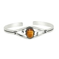 thumbnail image 3 of 925 Silver Plated Natural Tiger Eye Cuff Bangle Bracelet for Women – Handmade Open Bangle – Brown Gemstone June Birthstone Statement Jewelry – Gift for Her, 3 of 5