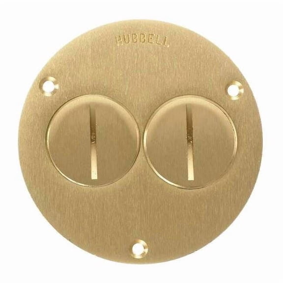 Hubbell Wiring Device-Kellems Box Cover, Floor Box Type, 2 Gang, Brass S3725