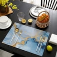 thumbnail image 3 of Blue Marble Gold Line Pattern Summer Placemats Table Placemats Set Of 6-Linen Kitchen Washable Placemats Table Mats 11.8"x17.7" Non-Slip Heat Resistant, 3 of 5