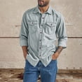 thumbnail image 2 of Blekii Men's Spring Autumn Casual Long Sleeve Lapel Denim Shirt - Classic Solid Colour, Durable Cotton Denim - Perfect for Casual Friday, Weekend Wear, Country Style Outing,, 2 of 10