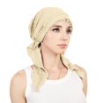 thumbnail image 2 of Lumtrix Pre-Tied Headwear For Women Elegant Lace Turban Headwrap Soft Stretchy Caps Breathable Cancer Headscarf Beige One Size, 2 of 3