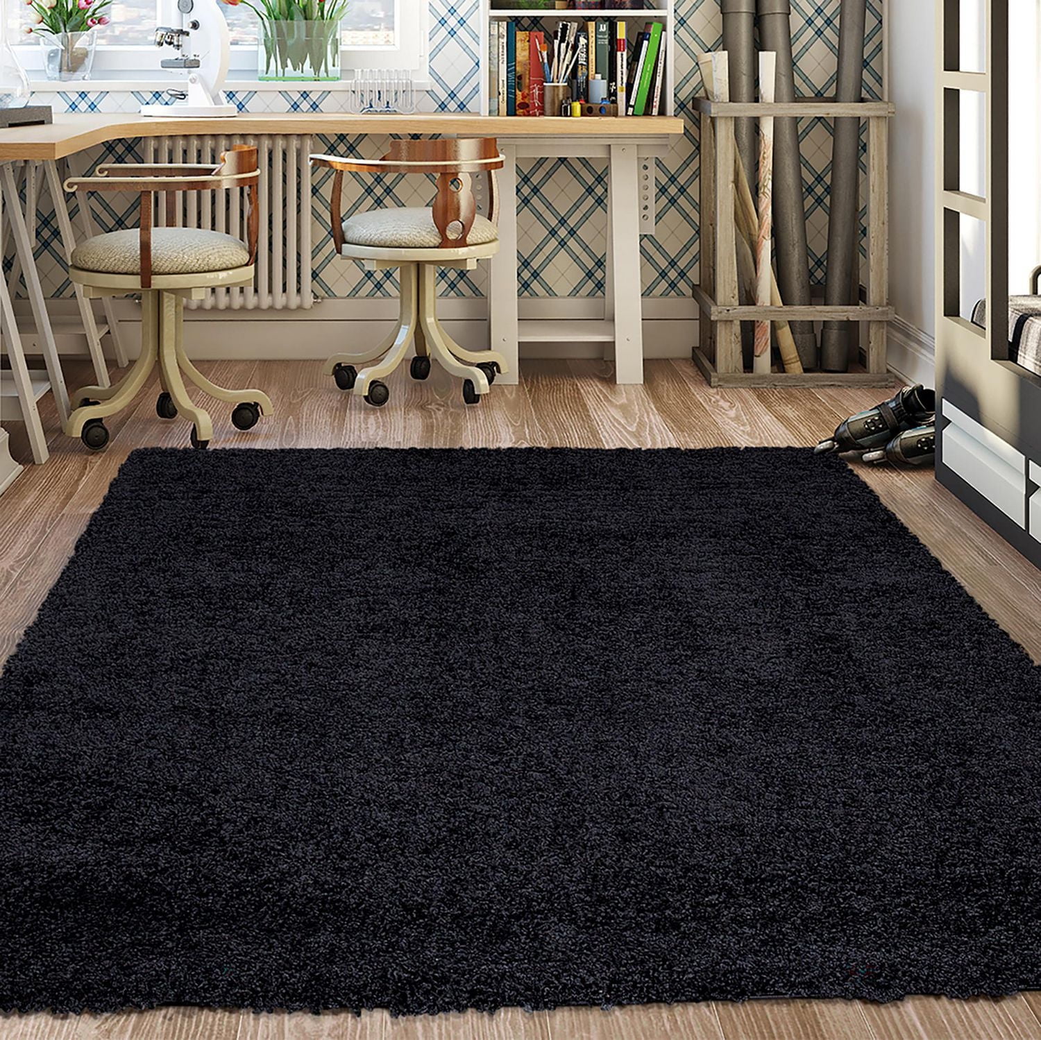 Ottomanson Non-Slip Rubberback Soft Shag Runner Rug for Hallway and Bathroom, Area Rug for Living Room, Bedroom, Dining Room