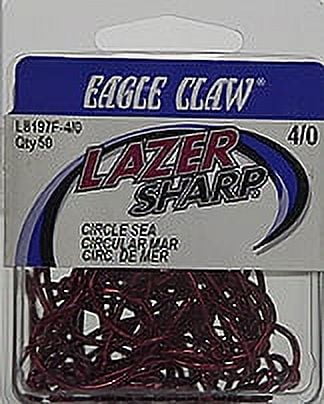 Eagle Claw Lazer Sharp Circle Offset Hook Sea Guard Red Size 3/0