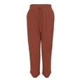 thumbnail image 4 of GZWYHT Women's Casual Linen Pants，Lightweight Summer Relax Fit Elastic Waist Fashion Solid Color Loose Trousers With Pockets Drawstring Loose Fit Summer Pants，Red S, 4 of 5