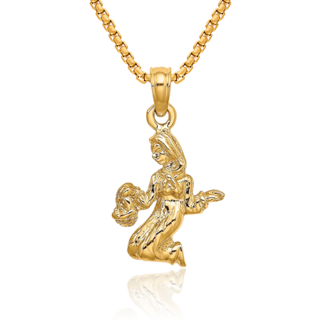 10K Solid Yellow Gold Virgo Zodiac Necklace Virgin Horoscope Pendant August September Birthday Charm Astrology Jewelry