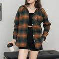 thumbnail image 5 of UVEASISHA Plaid Shacket for Women Fleece Lined Button Down Shirt Jackets Fall Winter Long Sleeve Lapel Blouses Lightweight Trendy Checkered Jacket with Pocket Brown XXL, 5 of 9