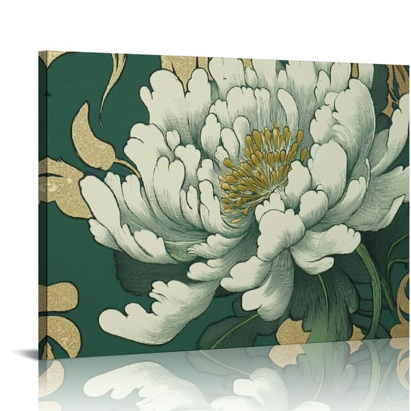 ZFLMY Flowers Gold Accents Wall Decor for Bedroom Kitchen Canvas Print Wall Art Decorations Ready to Hang Home Art Decor 16x12in