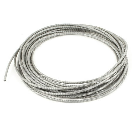 

5mm Dia Steel PVC Coated Flexible Wire Rope Cable 10 Transparent + Silver