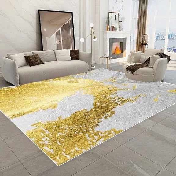Living Room Decoration Gold Carpets Coffee Table Sofa Side Floor Mat Hall Abstract Decor Large Carpet Rooms Bedside Lounge Rug