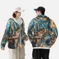 thumbnail image 4 of Fotbe Whimsical Cats Night Cafe Chaqueta con Protección Solar UPF 50+ para Hombre y Mujer, Camisa con Capucha y Bolsillos-Small, 4 of 7