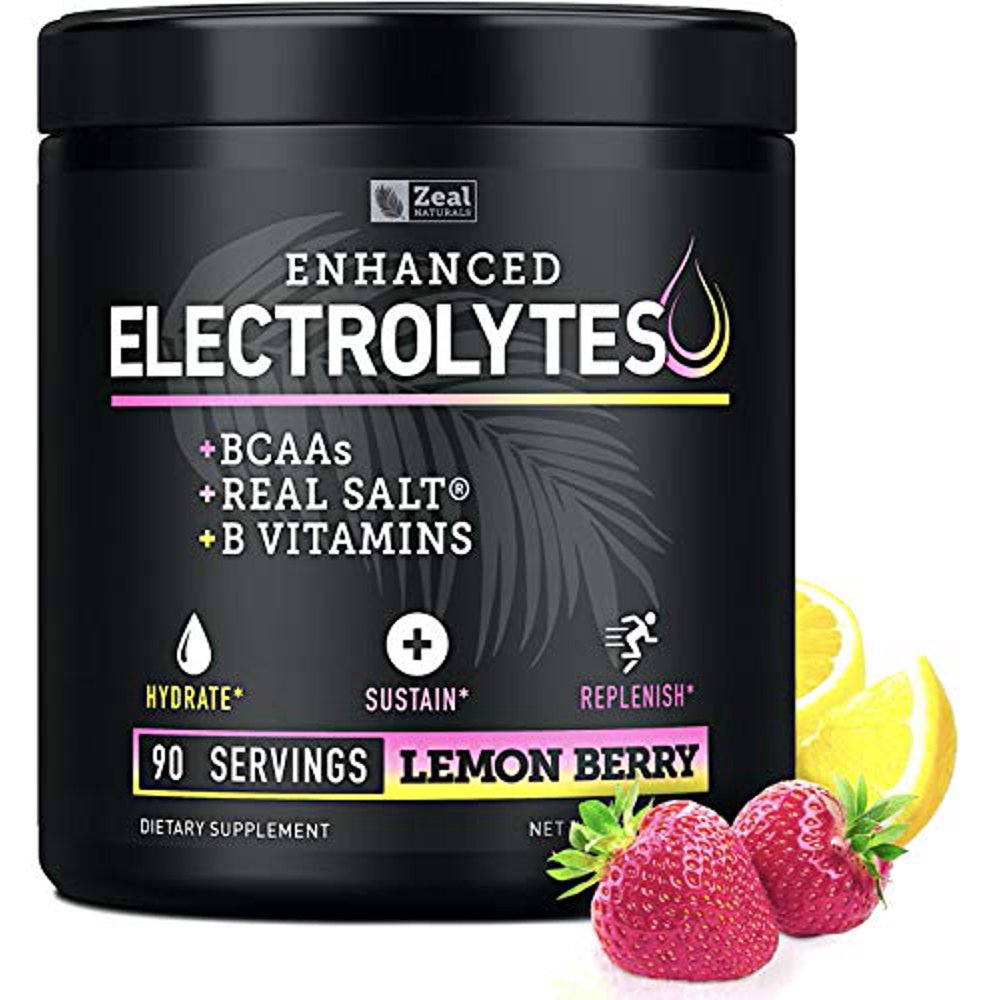 Electrolyte Powder w Real Salt +BCAAs +BVitamins (90 Servings Lemon