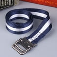 thumbnail image 3 of Men Belt Dual Alloy Buckle All-match Adjustable Webbing Belt Canvas Web Belt, 3 of 9