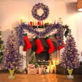 thumbnail image 2 of PAPROOS Pre-lit Christmas Decoration 4-Piece Set, Prelit Artificial Entrance Trees Set of 2, Wreath and Garlands, LEDs Lights with 8 Lighting Mode&Timer, Festival Fireplace Entryway Decor, Purple, 2 of 11