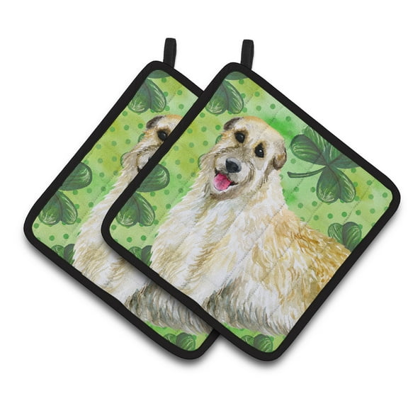 Caroline's Treasures Irish Wolfhound St Patrick's Pair of Pot Holders