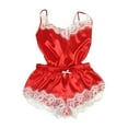 thumbnail image 3 of Maoww Femmes Sexy Dentelle Maille Pyjama Ensemble Bandoulière Réglable Haut et Short, 3 of 9