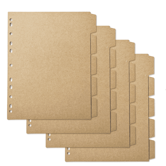 8.5 x 11 Inch Kraft Binder Dividers with 5 Tabs, 20 Sheets Tab Dividers for 2/3/4 Ring Binder