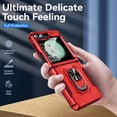 thumbnail image 3 of Decase for Samsung Galaxy Z Flip 6 2024 Case with Tempered Screen Protector & Hinge Protection & Finger Ring Metal Stand, Heavy Duty Shockproof Rugged Cover for Galaxy Z Flip6 5G,Red+Rose, 3 of 9